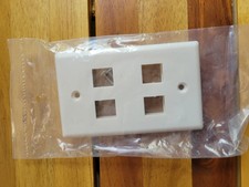 100 Pack - 4 Port Wall Plate Keystone RJ45 Cat6 Cat5e Insert Jack Ivory Plate picture