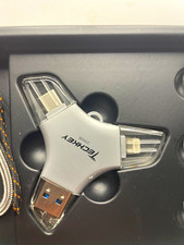 TECHKEY 256GB USB 3.0 Flash Drive USB-A/USB-C/Lightning Gray for iPhone/iPad picture