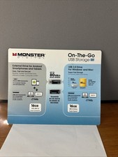 NIB Monster Digital On the Go USB Storage Value Pack 16GB USB Drive & Connector picture