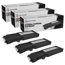 LD 3PK 331-8429 W8D60 Black Laser Toner Cartridge for Dell C3760n C3760dn C3765d picture
