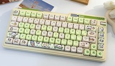 Keycap Set Panda Themed NEW 142 PBT Keycaps MOA Profile 60% 75% 100% Layout picture