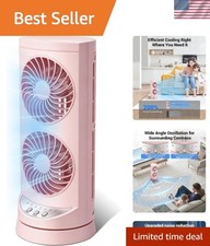 Ultra-Quiet Tower Fan - 25dB Oscillating Cooling Fan for Bedroom & Office, Pink picture