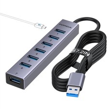 Aluminum 8-Port USB Hub Long Cable USB Splitter with 7 USB 3.0 Ports picture