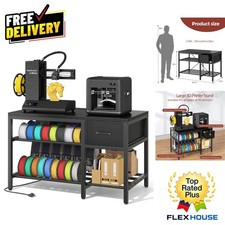 Heavy-Duty 3D Printer Stand with Filament Storage & Power Hub - 39x24x28 inches picture