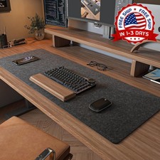 Tapete Escritorio Fieltro Protector Teclado Alfombrilla Raton Gris Oscuro 36x12 picture