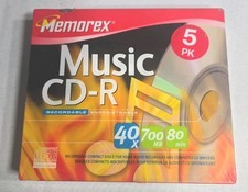 NEW Memorex Music CD-R Recordable Compact Discs 5-Pack CD Set 40 x 700MB 80min picture
