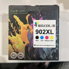 RELCOLOR 902XL INK CARTRIDGE COMBO PACK. INCLUDES: CYAN, MAGENTA, BLACK , YELLOW picture