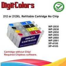 212 212XL Alternative No Chip Refillable Cartridge fits  for WF-2830 XP-4105 picture