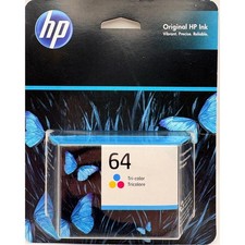 HP 64 Tri-color Original Ink Cartridge N9J89AN New Sealed (Exp Aug 2025) picture