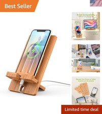 Elegant Natural Bamboo Tablet Stand - Adjustable Design for Home & Office picture