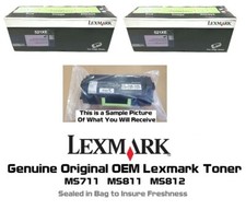 2 Partially New Genuine Lexmark 521XE Toners MS711 MS811 SEALED BAG 45% 52D1X0E picture