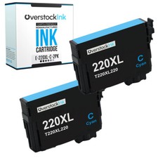 2PK T220XL 220XL Cyan Ink Cartridges Fits Epson Workforce WF-2630 2650 2660 2750 picture