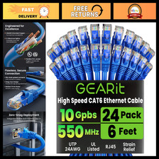 High-Speed Cat6 Ethernet Cable 6ft Snagless 24-Pack - 10Gbps RJ45 for Gaming, Ro picture