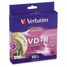 Verbatim Light Scribe DVD+R Blank Media 10pk - Laser Etch Prints Direct to Disc picture