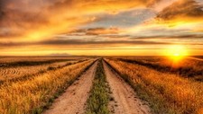 Landscape nature dirt road sunset plains r sunlight Custom Gaming Mat Desk picture
