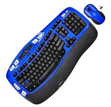 Logitech MK550 Comfort Wave K350 Blue Wireless Ergonomic Keyboard M510 Mouse USB picture