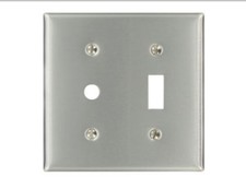Leviton S112-N 2-Gang 1-Toggle, 1-Telephone/Cable .406 Device Combination Plate picture