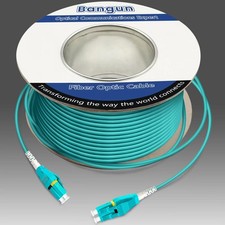 Bangun 75m Uniboot OM3 LC to LC Fiber Optic Cable Duplex 10GB 50/125 Aqua picture