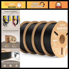 High-Quality 1.75mm PETG 3D Printer Filament - Black, 4 Pack Bundle, Durable & V picture