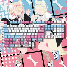 Fuwamoco Hololive Keycaps Set 132 PBT Cherry Profile Anime Key Caps picture