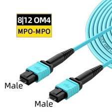 1-100M MPO Male to MPO Male OM4 8 or 12 Core Fiber Optic Patch Cord MTP Male lot picture