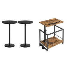 Round Side Table Set of 2, Tall Drink End Table for Small Spaces, Bedside She... picture