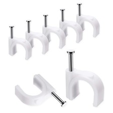 100 Pcs 10mm Cable Clips with Steel Nails - Wire Organizer for Coax & Network picture