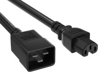 1ft IEC-320 C20 to C15 Heavy Duty Power Cord, 14 AWG, SJT, 15A/250V, Black picture