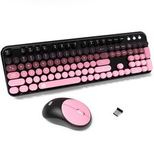 Wireless Keyboard and Mouse Combo  2.4G FullSized Cute Colorful Mouse and Key... picture