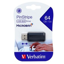 Verbatim 64GB USB 2.0 Flash Drive PinStripe - Black - Model 49065 - New Sealed picture