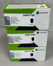 3 PK Lexmark Genuine 24B6717 24B6718 24B6720 HY Black Cyan Magenta Toner OEM picture