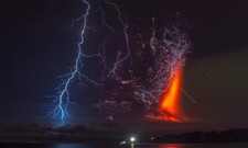 Landscape calbuco volcano lightning eruptions chile Custom Gaming Mat Desk picture