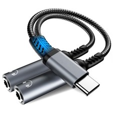 ZOOAUX PRO USB C to 3.5mm Headphone Splitter, Type C Dual Light Gray  picture