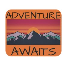 Adventure Awaits Mouse Pad | Mountain Sunset Desk Mat picture