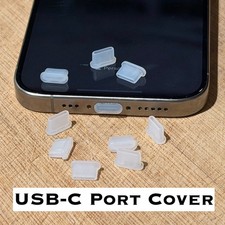 Silicone USB-C Dust Plug Covers for iPhone 15, 16, 17, Clear Charging Port Caps picture