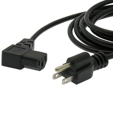 5 Pack of 1Ft Computer Power Cord 5-15P to C-13  Right Angle  Black / SVT 18/3 picture