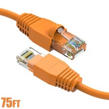75FT Cat6A RJ45 Ethernet LAN Network UTP Patch Cable Copper Gold 24AWG Orange picture
