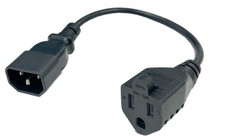 1-FT IEC320 C14 Male to NEMA 5-15R Female Power Adapter Cable picture