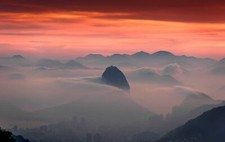 Landscape nature sunset orange sky skyscape city Custom Gaming Mat Desk picture