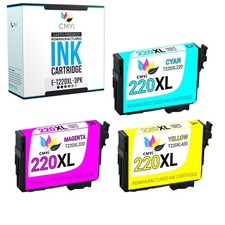 3PK 220XL Color Ink Cartridges for Epson T220XL 220 XL Cyan Magenta Yellow WF XP picture