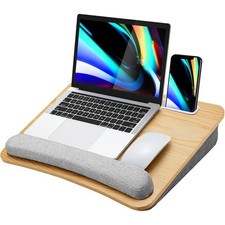 Portable Laptop Desk W/ Cushion Anti-Slip Wrist Pad Storage Pocket Tablet Holder picture