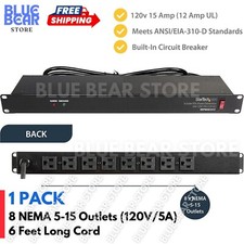 8 Outlet Horizontal 1U Rack Mount PDU for Network Server Racks Surge Protection picture