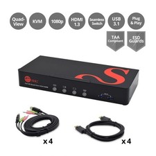 SIIG 4-Port Full HD Quad-View HDMI KVM Switch CE-KV0A11-S1 USB 3.0 Audio picture