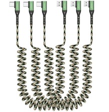 [3-Pack, Coiled] Agoz USB C CAMO Braiding Cable Fast Charger 10 feet, Camo picture
