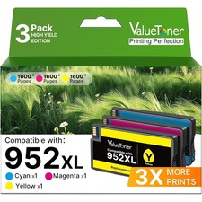 Valuetoner Ink Cartridges Combo Pack High Yield HP 952 XL Replacement 3-Pack picture