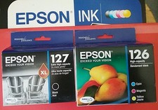 4pk Epson GENUINE 127 Black & 126 Color Ink T127120-BCS WorkForce 630 633 635  picture