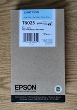 09-2019 NEW IN BOX GENUNE EPSON T6025 CYAN 110ml INK STYLUS 7880 9880 7800 9800 picture