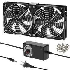 QWORK 2 x 120mm 240mm Computer Fan with 110V-240V AC Plug, Speed Controller... picture