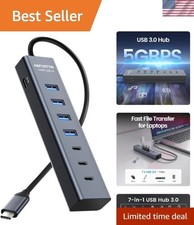 7-Port Aluminum USB C Hub Adapter for Seamless Connectivity & Fast Transfers picture