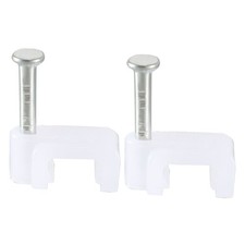 200pcs Flat Cable Clip Nail Coaxial Tacks Wire Clips 7mm White picture